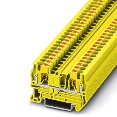 Phoenix Contact Feed-Through Terminal Block; PT 4 YE; 30A; 600V; 1-Level; #24 - #10; Push-In Connection; Yellow